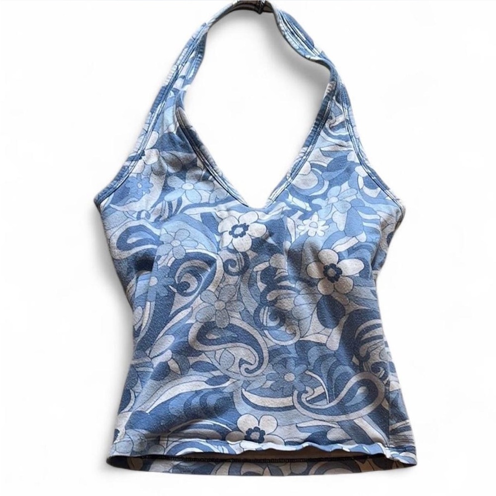 Hollister Blue Halter Tank Top Fitted Style